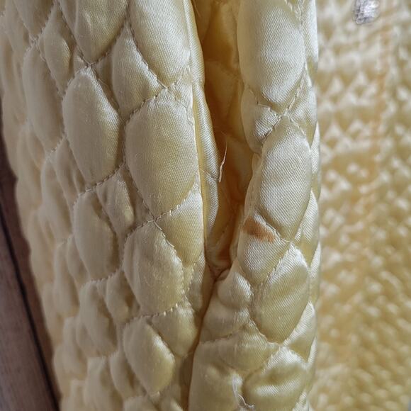 Vintage 50s Paulette of New York Yellow Satin-y Quilted Coat, XXL - Picture 10 of 10